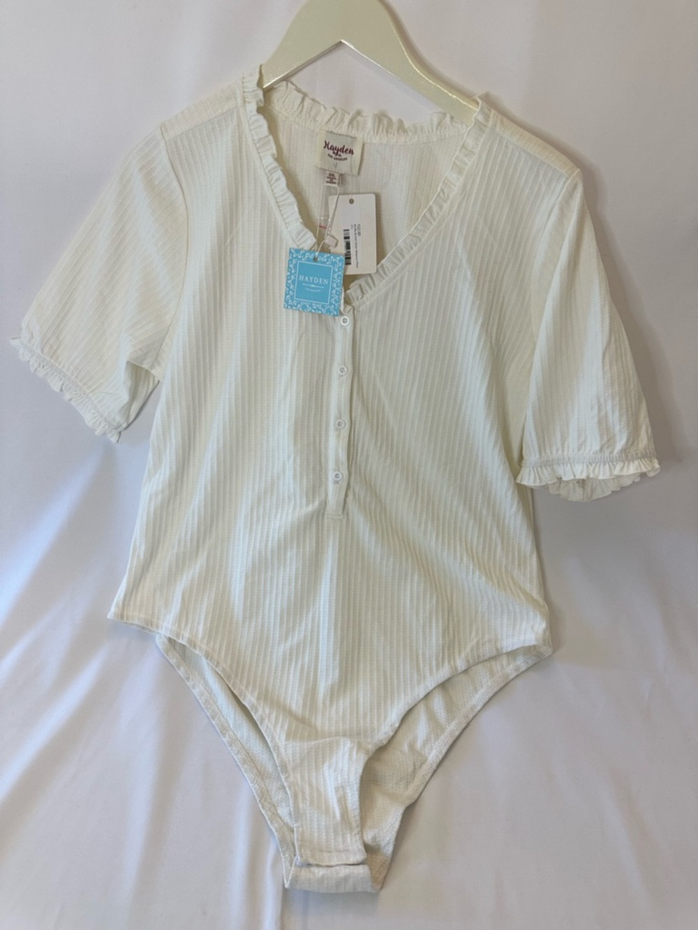 HAYDEN By Los Angeles Ivory  Short Sleeve Bodysuit Women's Size 2XL